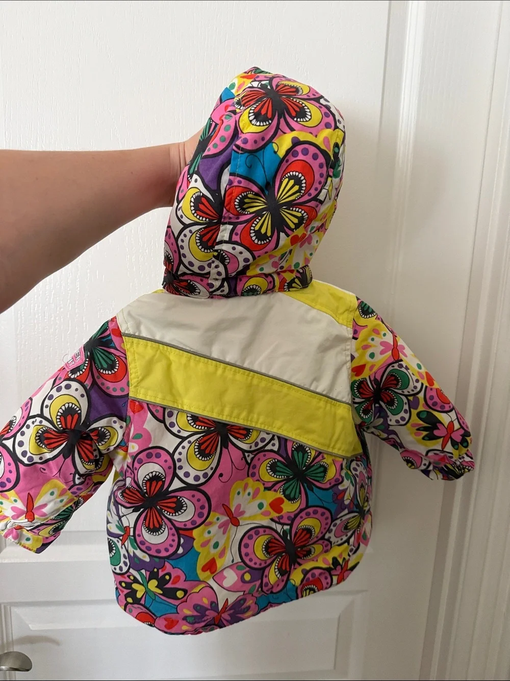 The Children's Place Multicolor Floral Puffer Jacket with Yellow Trim